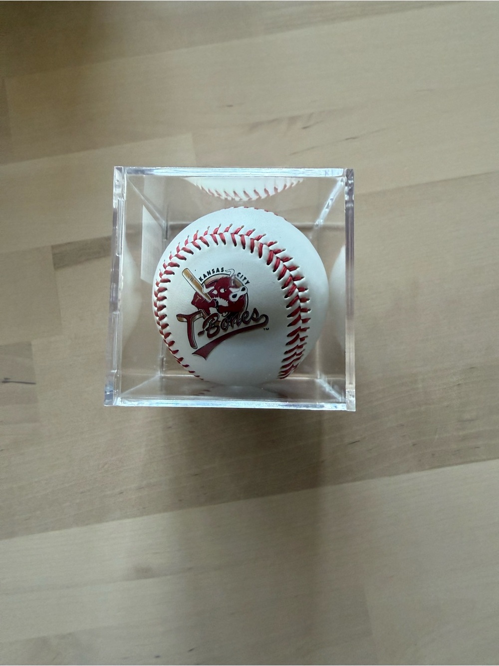 Kansas City T-Bones Logo Baseball - White with Red Stitching